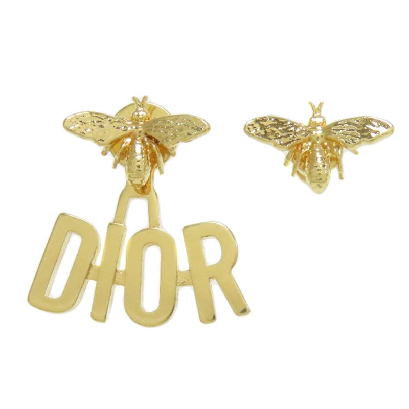 Christian DIOR Bee Motif Logo Earrings Metal Women