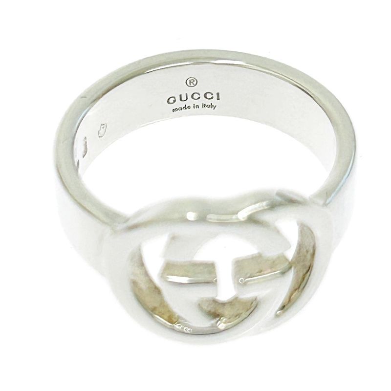 Gucci Silver Interlocking G Ring 5.0g 925 Engraved 307477 Ring with Box