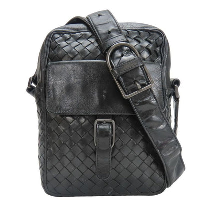 Bottega Veneta Shoulder Bag 113092 Intrecciato Leather Black Crossbody Braided