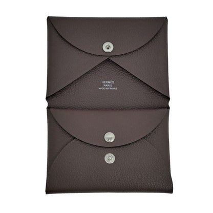 Hermes Calvi Duo Card Case With Coin Case Coin Purse K Engraved Chevre