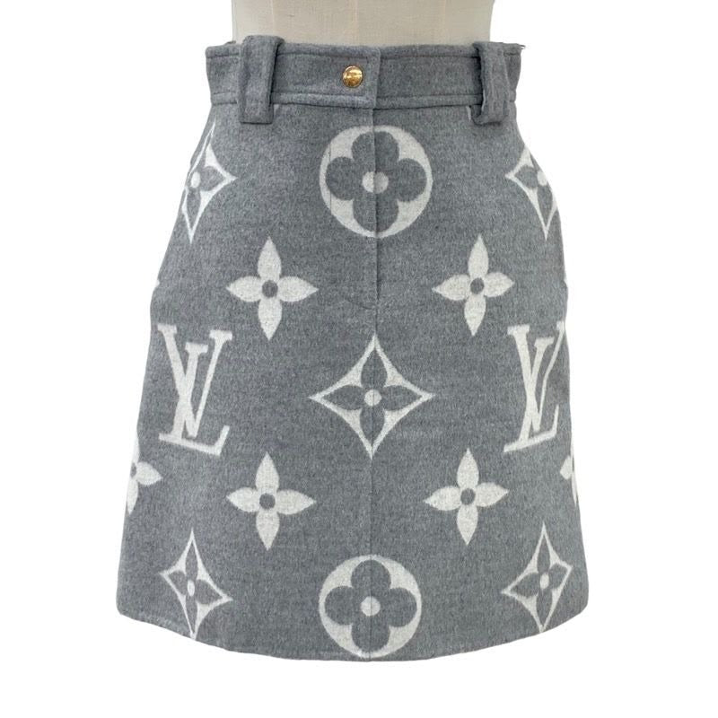 Louis Vuitton Monogram Bottoms Wool Gray Skirt Giant