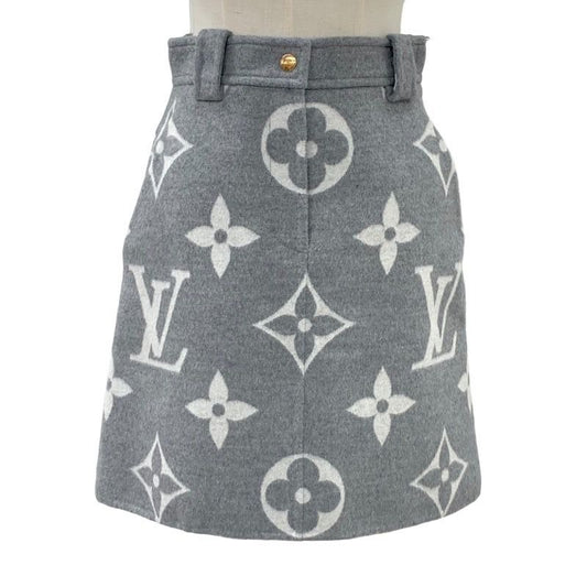 Louis Vuitton Monogram Bottoms Wool Gray Skirt Giant