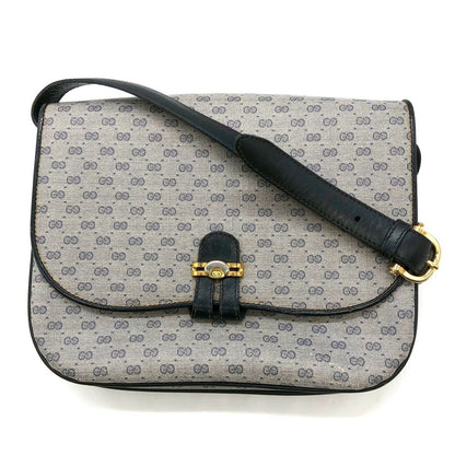 Gucci 001 406 Micro GG Shoulder Bag Leather Navy Vintage
