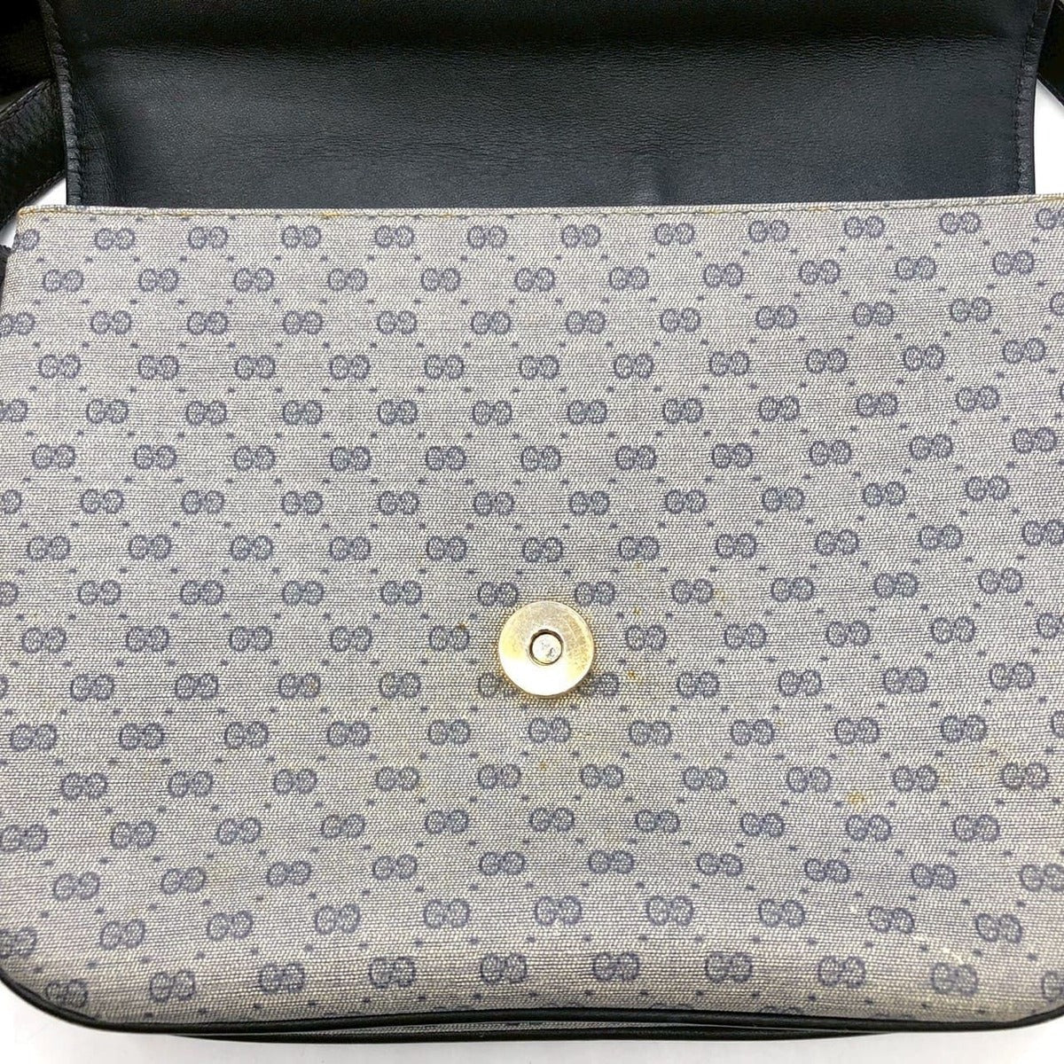 Gucci 001 406 Micro GG Shoulder Bag Leather Navy Vintage — view 8