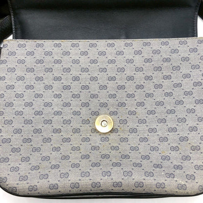 Gucci 001 406 Micro GG Shoulder Bag Leather Navy Vintage — view 8