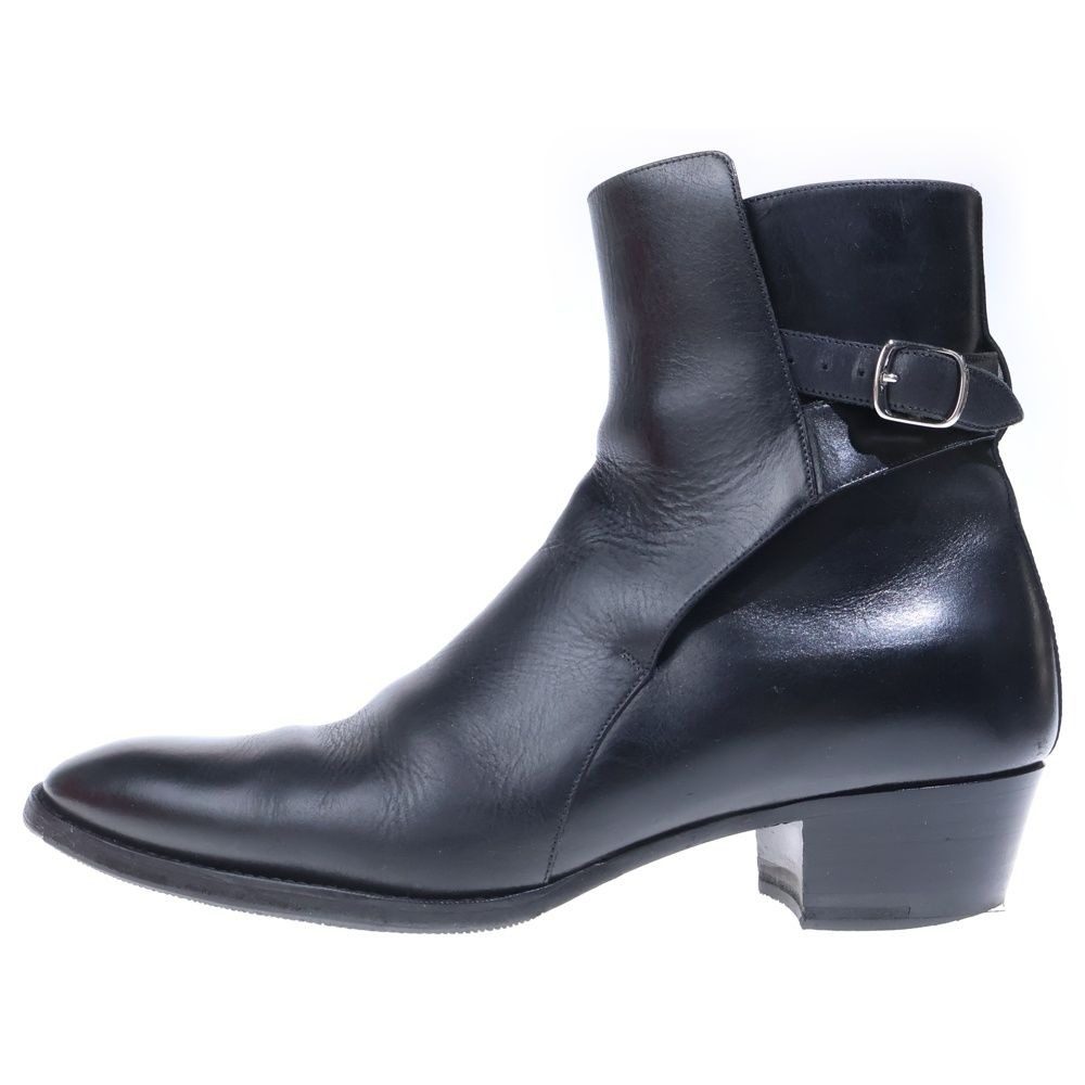 Celine Side Gore Leather Heel Boots Black