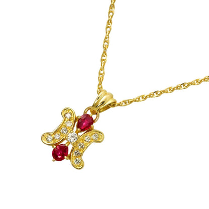 Celine Triomphe Ruby Diamond Necklace 42 18k Yellow Gold 750 Macadam