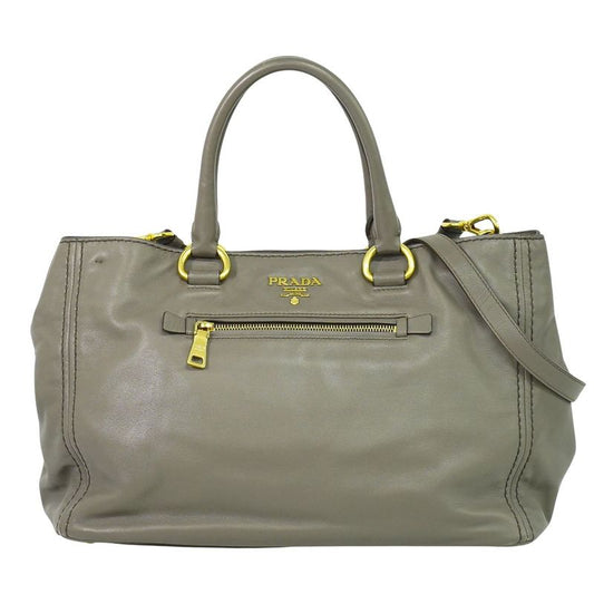 Authentic Prada Leather 2WAY Shoulder Bag Handbag Gray Bn2103 Bag Pre-owned