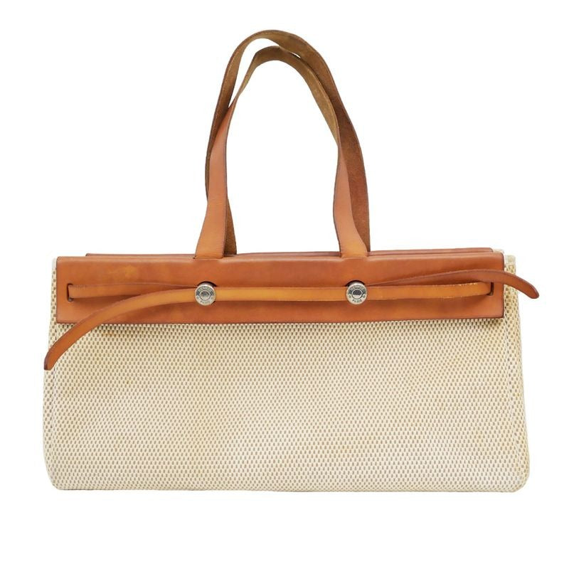 Hermes Herbag Her Bag Cabas MM Toile GM Tote Hand Silver Hardware