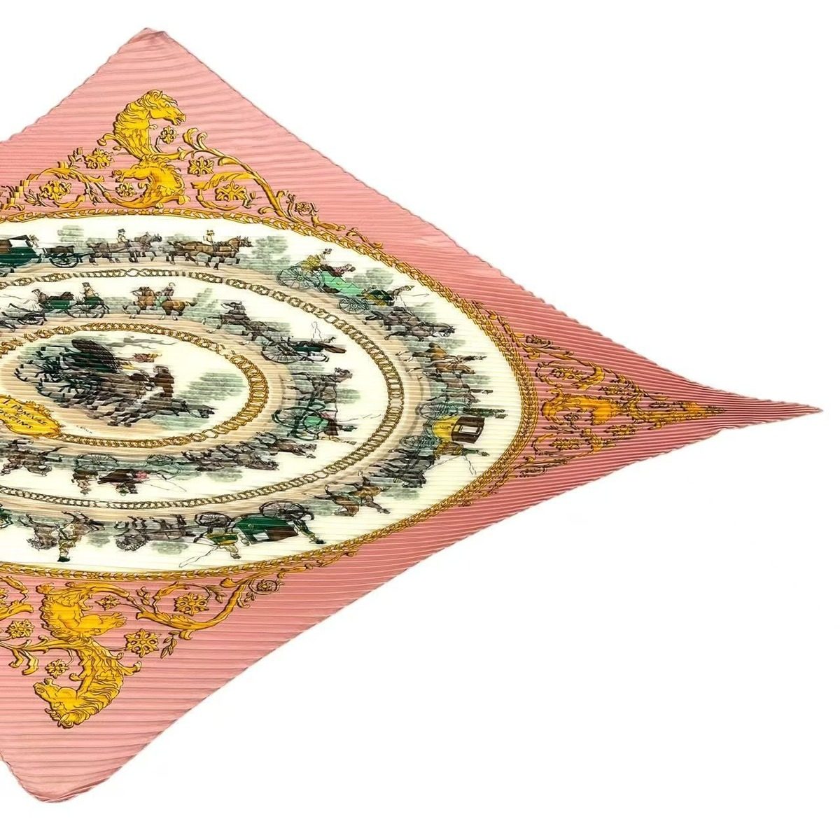 Hermes Scarf Silk Pleats la Promenade de Longchamps Walk to Long Chien Pink — view 3