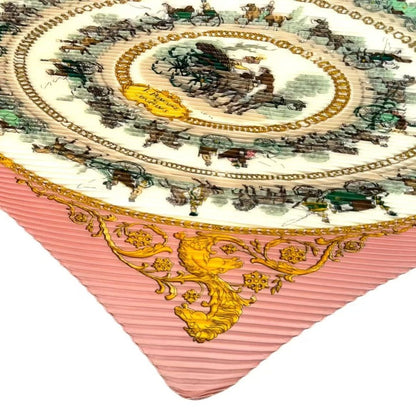 Hermes Scarf Silk Pleats la Promenade de Longchamps Walk to Long Chien Pink — view 5