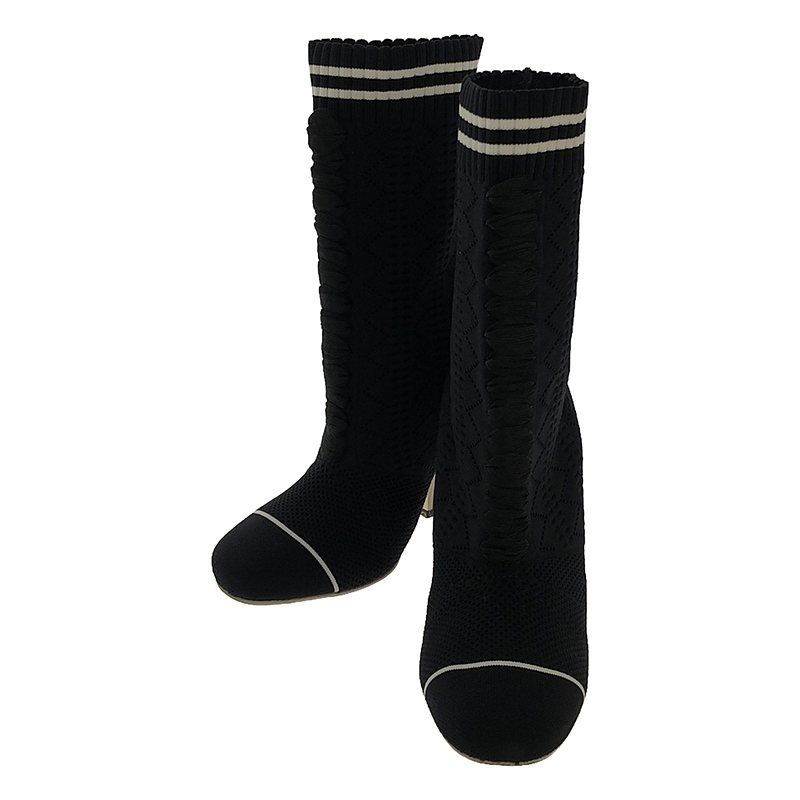 Fendi Rococo Heeled Sock Boots - Women's - 35 - Black