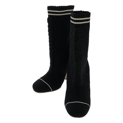 Fendi Rococo Heeled Sock Boots - Women's - 35 - Black