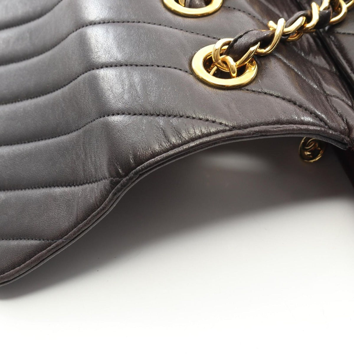 Chanel Shoulder Bag Chevron Stitch Black Lambskin — view 14