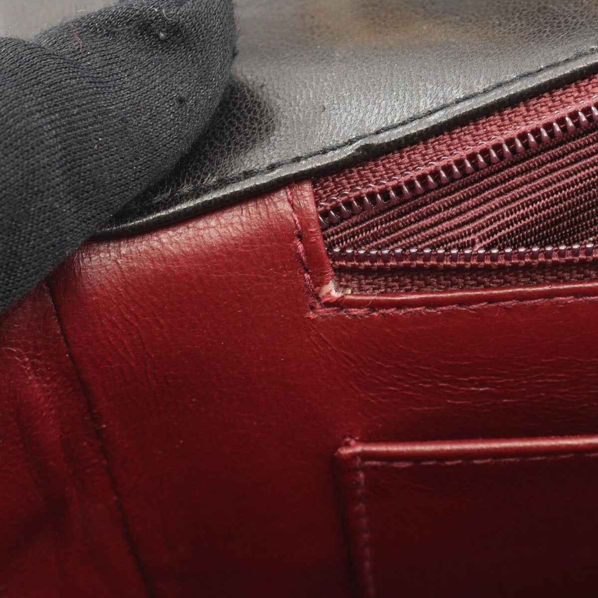 Chanel Shoulder Bag Chevron Stitch Black Lambskin — view 6