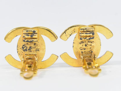 Authentic Chanel Coco Mark Turnlock Earrings GP Gold Plated Coco Mark Accessorie