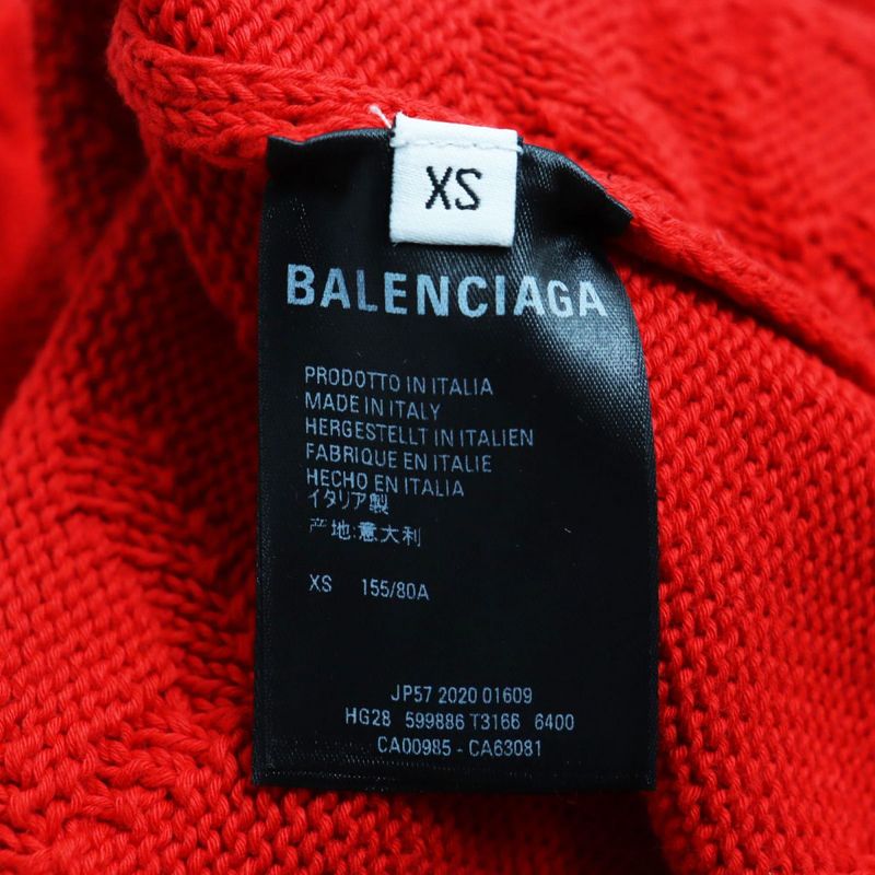  2020 Balenciaga 599886 All Over Logo Oversized Pullover Knit/sweater Red XS