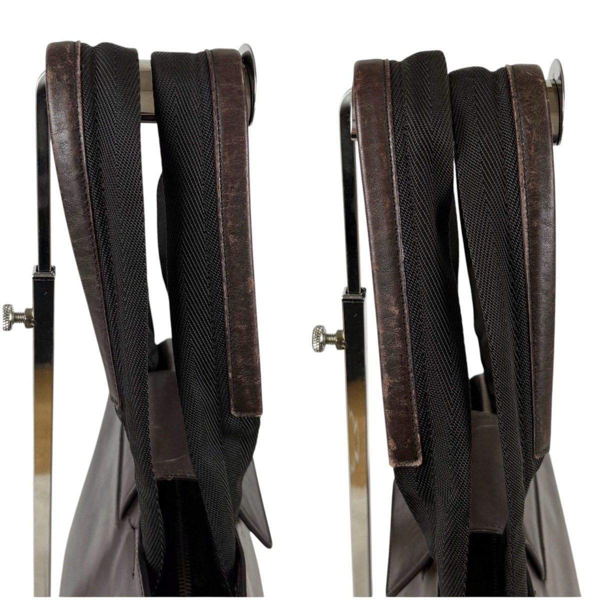 Prada Leather Tote with Pouch Embossed Logo Dark Brown Mini — view 7