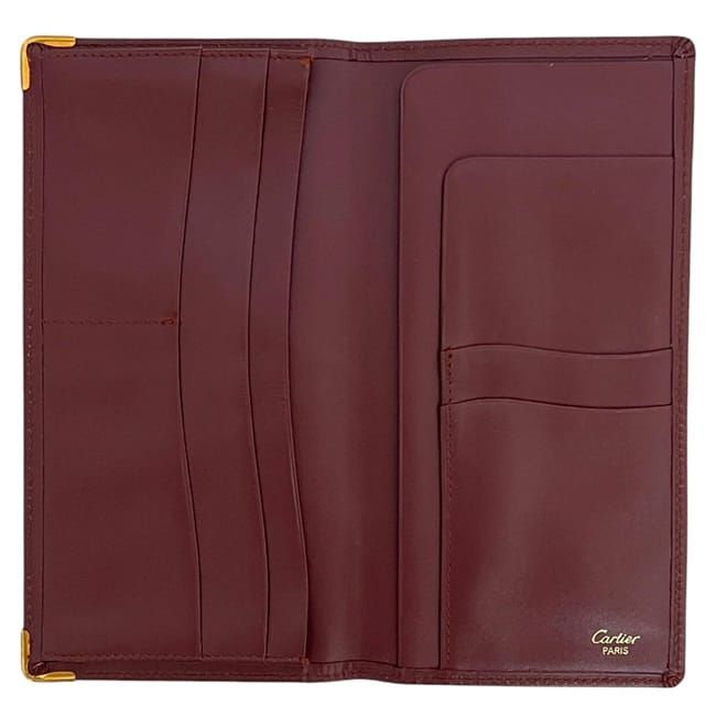 Cartier Bifold Wallet Bordeaux Burgundy Must Wallets Excellent Condition Leather
