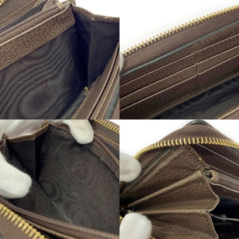 Gucci 523154/1147 GG Canvas Leather Ophidia Zip Around Wallet Long Wallet