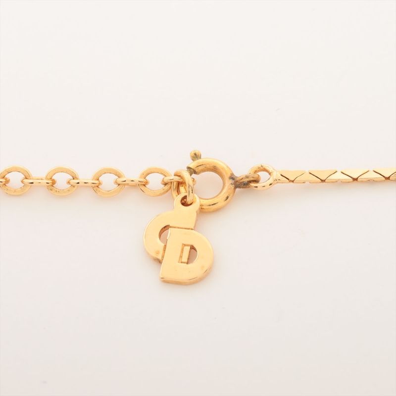 Christian DIOR Heart Necklace GP With Rhinestones Gold
