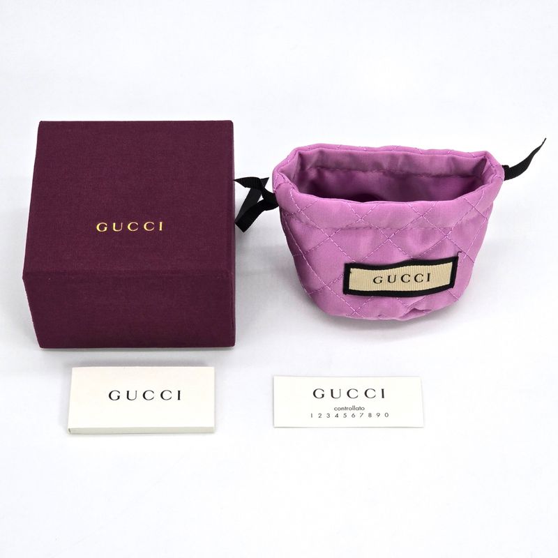 Gucci 774693 Logo Necklace 462cm (1819in) Long Crystal Script Logo Antique Pink