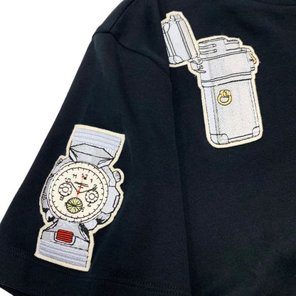 Louis Vuitton Dress Cotton Black Logo Patch Short Sleeve