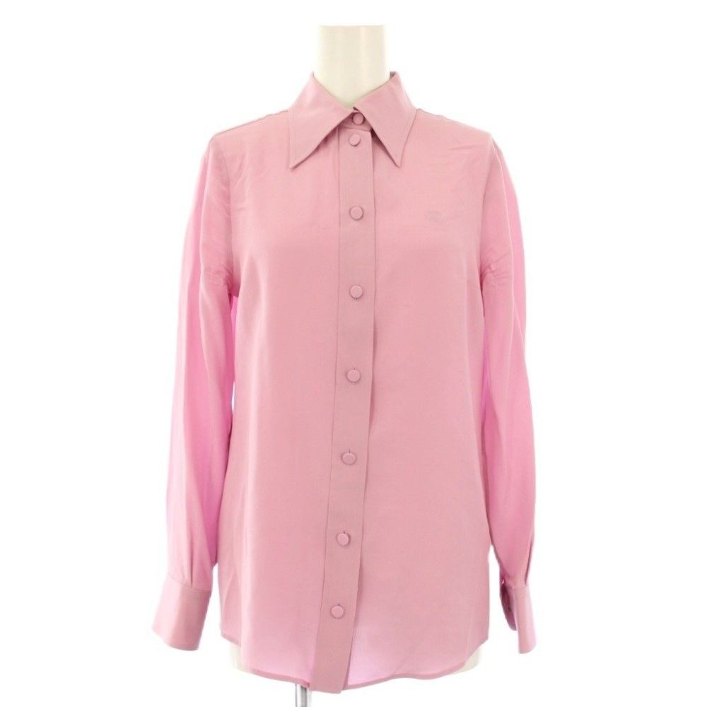 Gucci Shirt Blouse GG Logo Silk 36 Pink