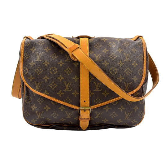 Louis Vuitton Saumur 35 Monogram Leather Brown Shoulder Bag Gold