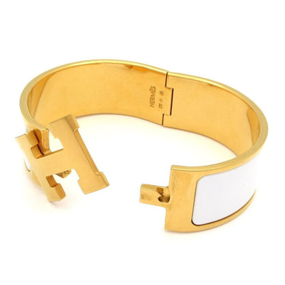 Hermes Bangle Click Clack H Gold And White