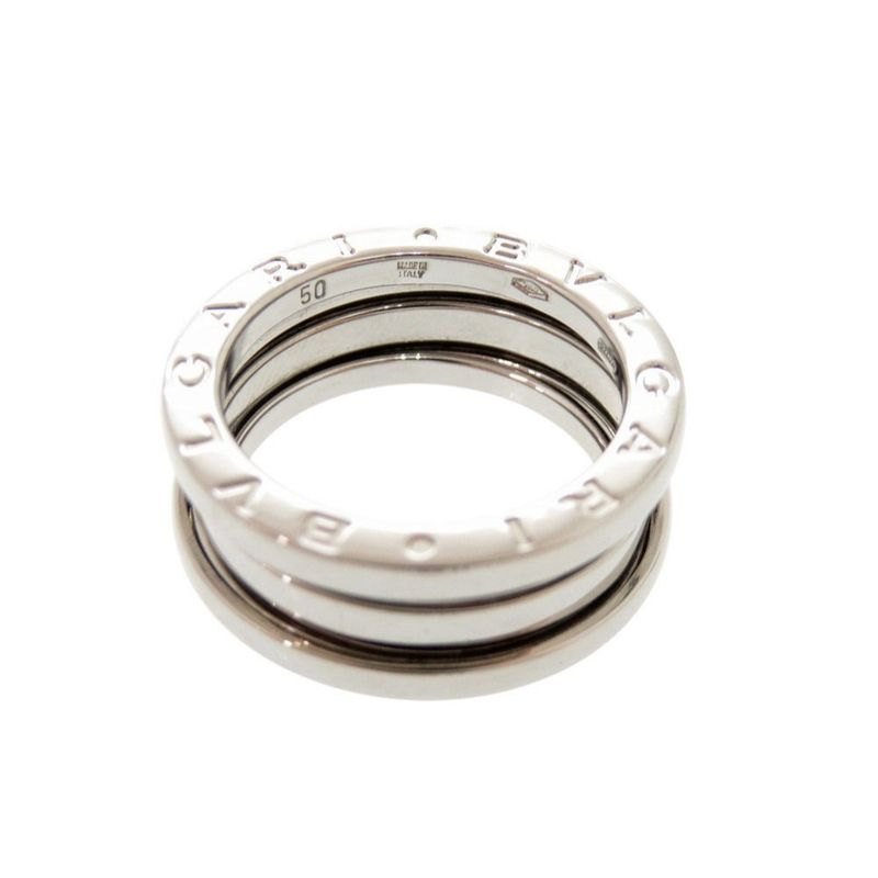 Bulgari B-zero1 3 Band 18K White Gold 750wg #50 White Togo Old Ring Jewelry