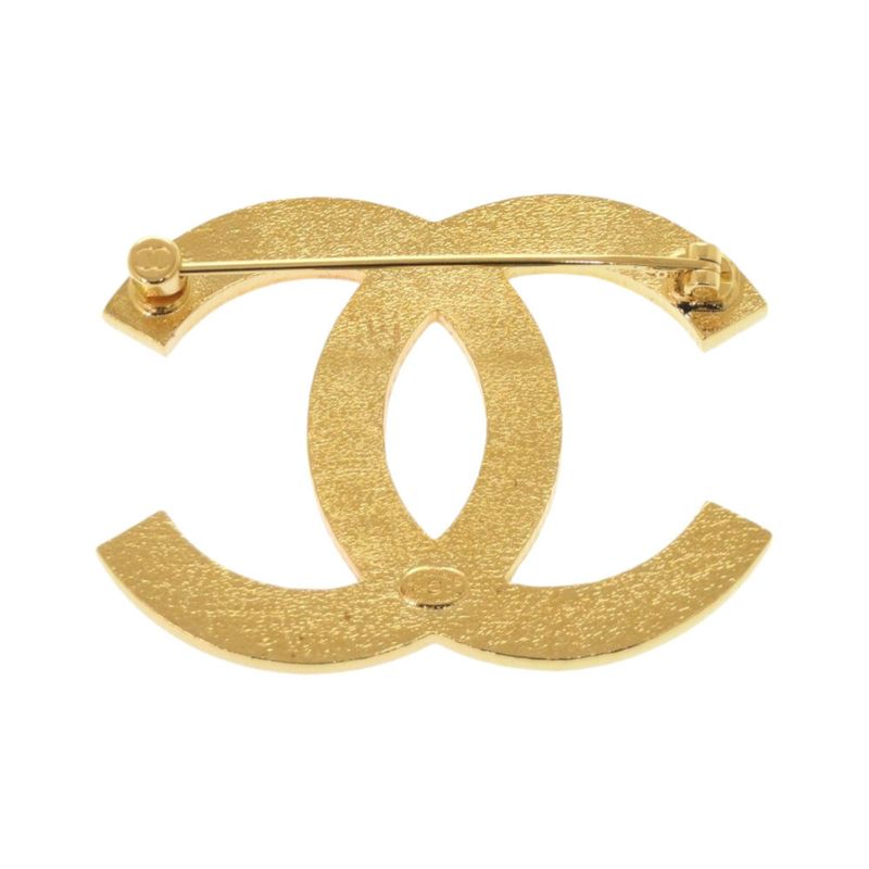 Chanel Bicolor Coco Mark Metal Gold Pink Brooch 0848 Chanel