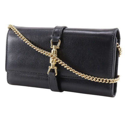 Gucci Jackie 1961 652681 Calf Black Women's Chain Wallet