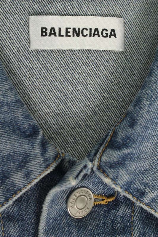 Balenciaga 21SS 683379 Tjw60 Back Logo Stone Denim Jacket Men's 34