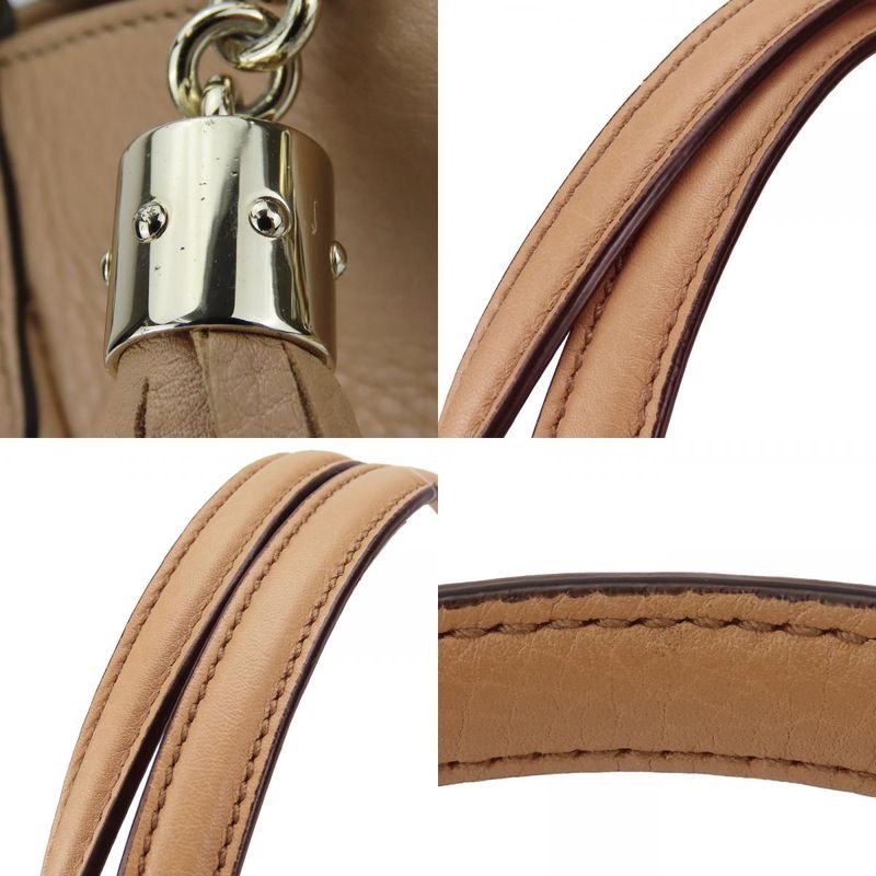 Gucci Handbag Soho 369176 Interlocking Tassel Leather Beige Gold Hardware 2WAY