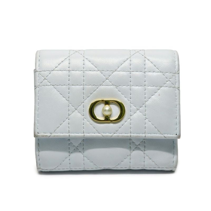 Dior Joli Hibiscus Wallet S3105 Unjb Trifold Light Blue Leather