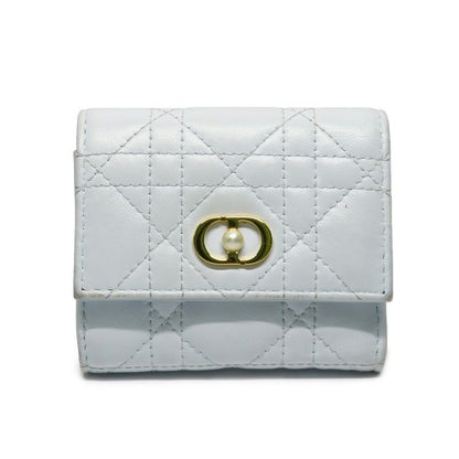 Dior Joli Hibiscus Wallet S3105 Unjb Trifold Light Blue Leather