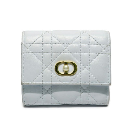 Dior Joli Hibiscus Wallet S3105 Unjb Trifold Light Blue Leather