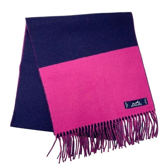 Hermes Muffler Shawl Cashmere Purple Navy Scarf