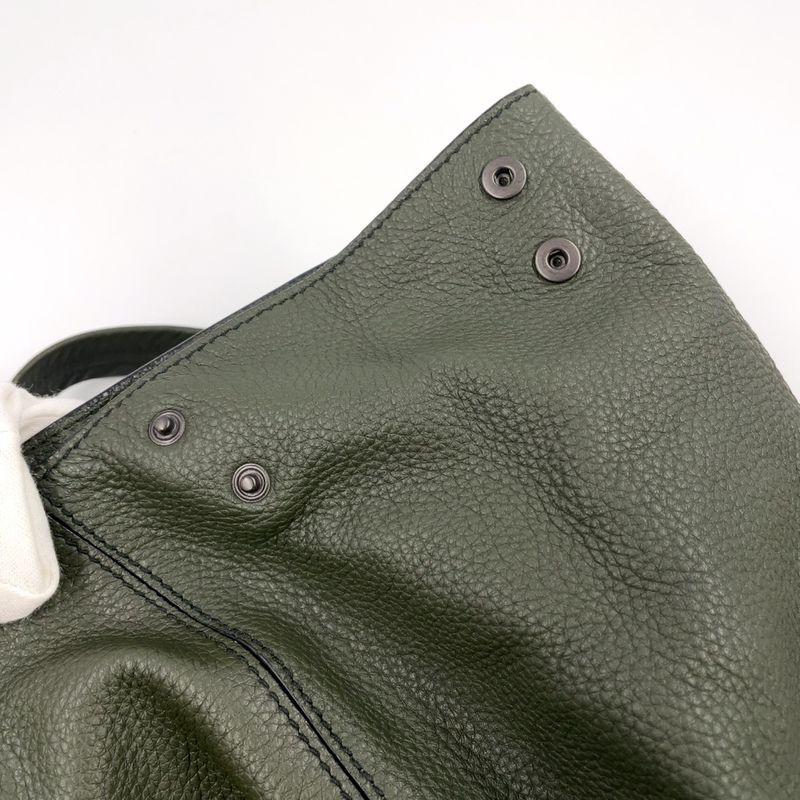 Bottega Veneta Tote Leather Khaki Green Handbag Black