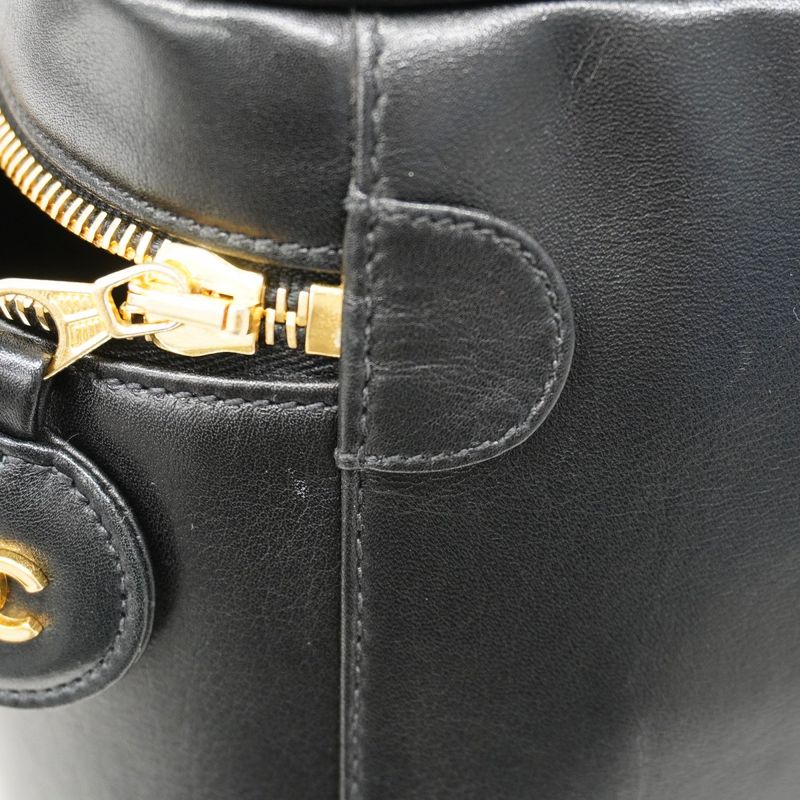 Chanel Vanity Bag Bicolore Lambskin Black Gold Hardware Women