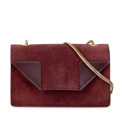 Saint Laurent Betty Chain Shoulder Bag Wine Red Gold Suede Leather