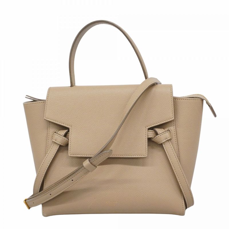Celine Handbag Belt Bag Leather Beige Gold Hardware 2way Bag Ladies