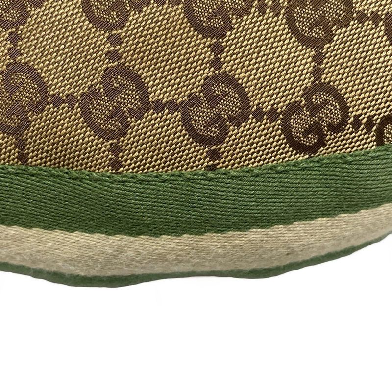 Gucci Shoulder Bag GG Patternbamboo 131036 Beige Dark Brown And Green Leather