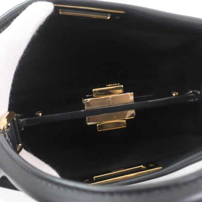 Fendi 8bn290 Peekaboo Regular Nappaleather 2WAY Shoulder Handbag Black Gold