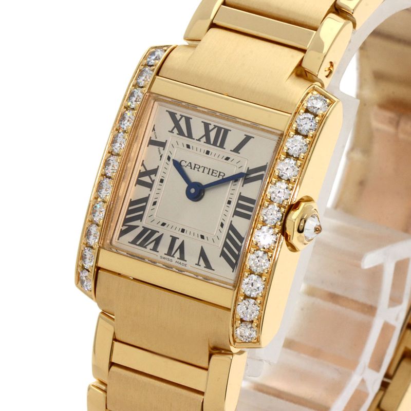 Cartier Wjta0039 Tank Francaise SM Diamond Wristwatch 18K Yellow Gold Diamonds