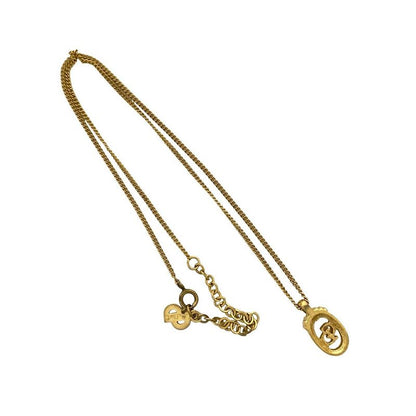 Christian Dior CD Logo Necklace Earrings Set Accessories Gold 55862 With Case