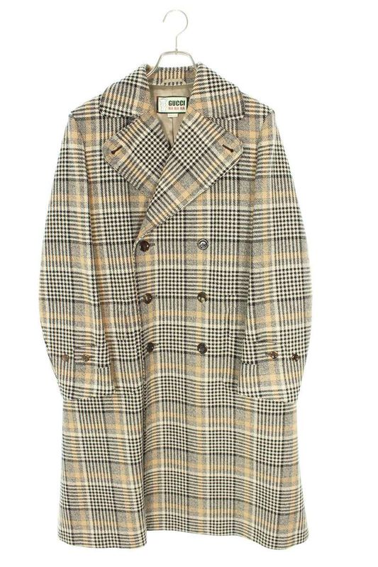 Gucci 22AW HA 720895 Zajn7 Glen Check Double Breasted Chester Coat Men 44