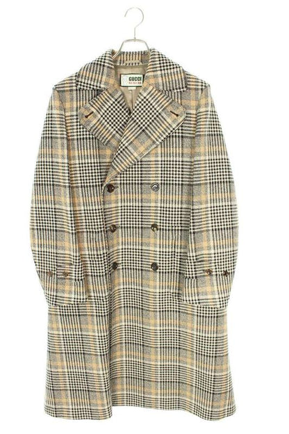 Gucci 22AW HA 720895 Zajn7 Glen Check Double Breasted Chester Coat Men 44