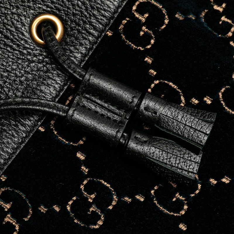 Gucci GG Velvet Sherry Line Crossbody Shoulder Bag Bucket Bag 574960 Navy